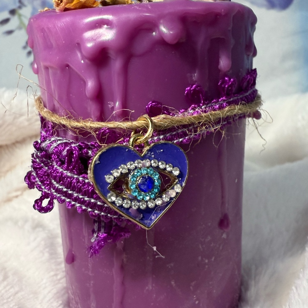 Purple Evil Eye Heart Pendant Necklace
